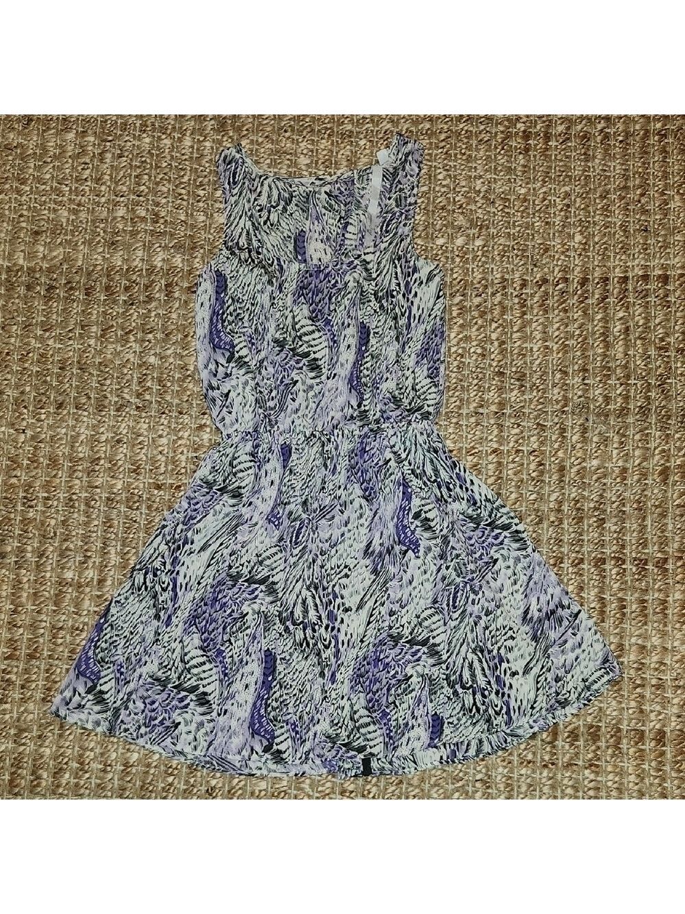 Purple and Black Sleeveless Zipper Detail Casual A-line Mini Dress